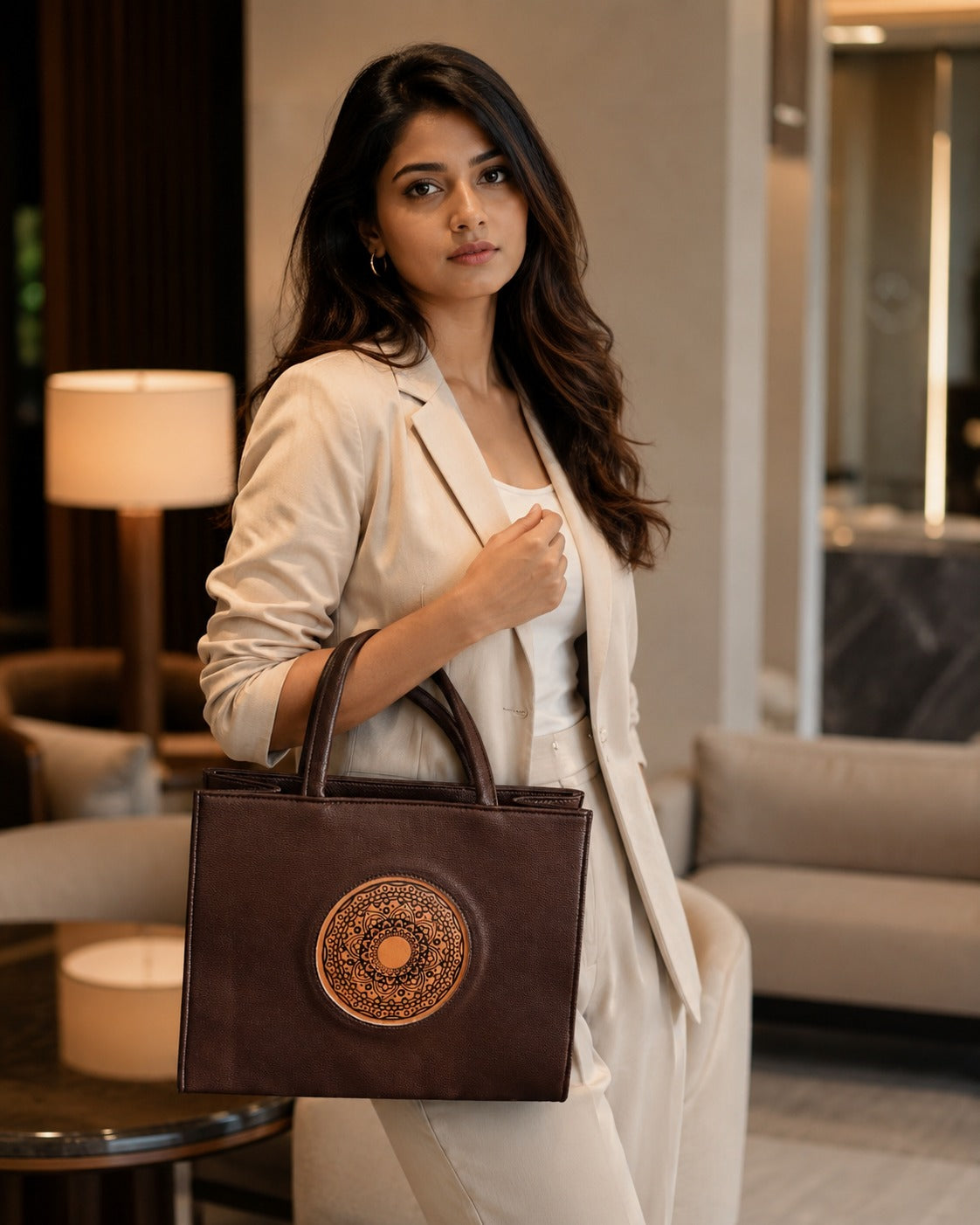 NOVA tote lifestyle image in brown