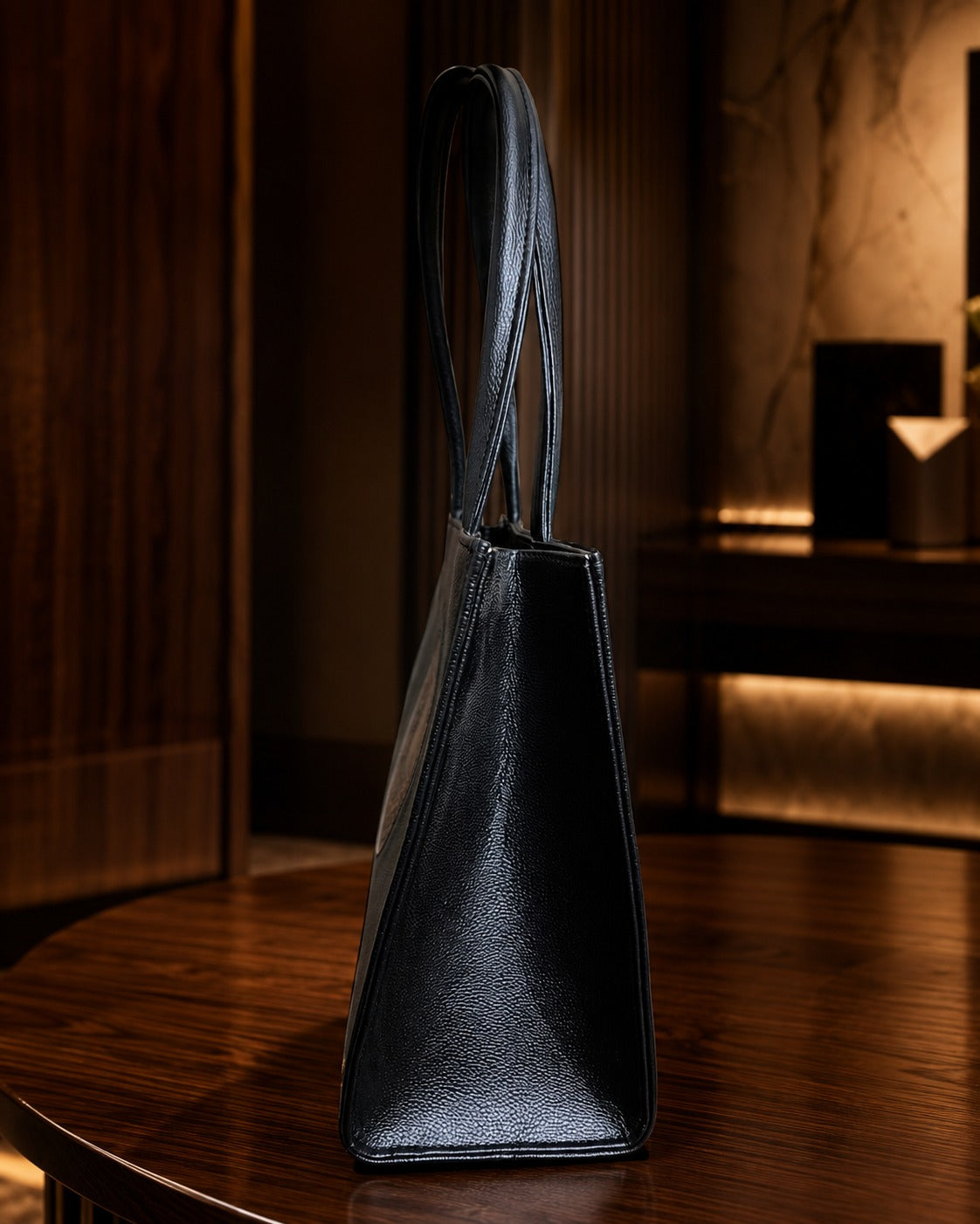 NOVA tote side view in black
