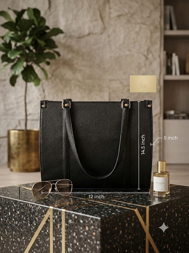 Aura structured tote bag in black