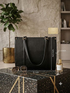 Aura structured tote bag in black