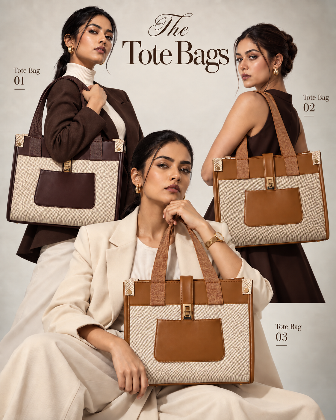 Hazel Tote Bag in Coffee - lifestyle model showcase