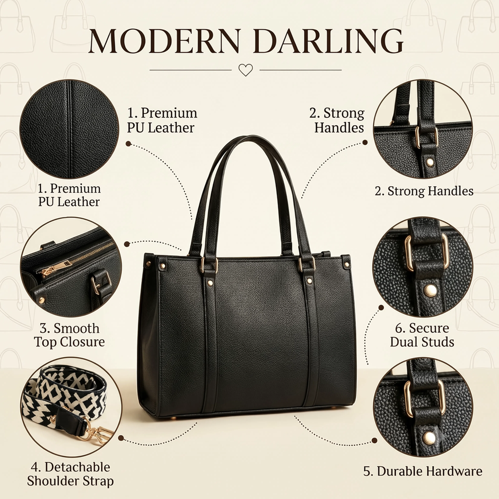 Aura structured tote bag in black