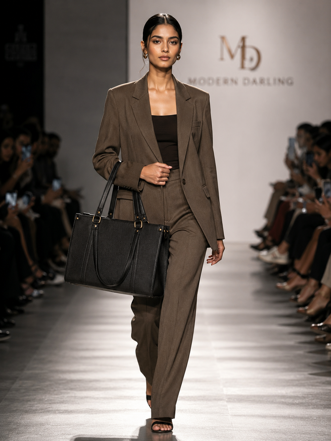 Aura structured tote bag in black