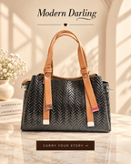 Modern Braid sling bag front view in black