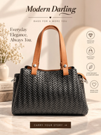 Modern Braid sling bag front view in black