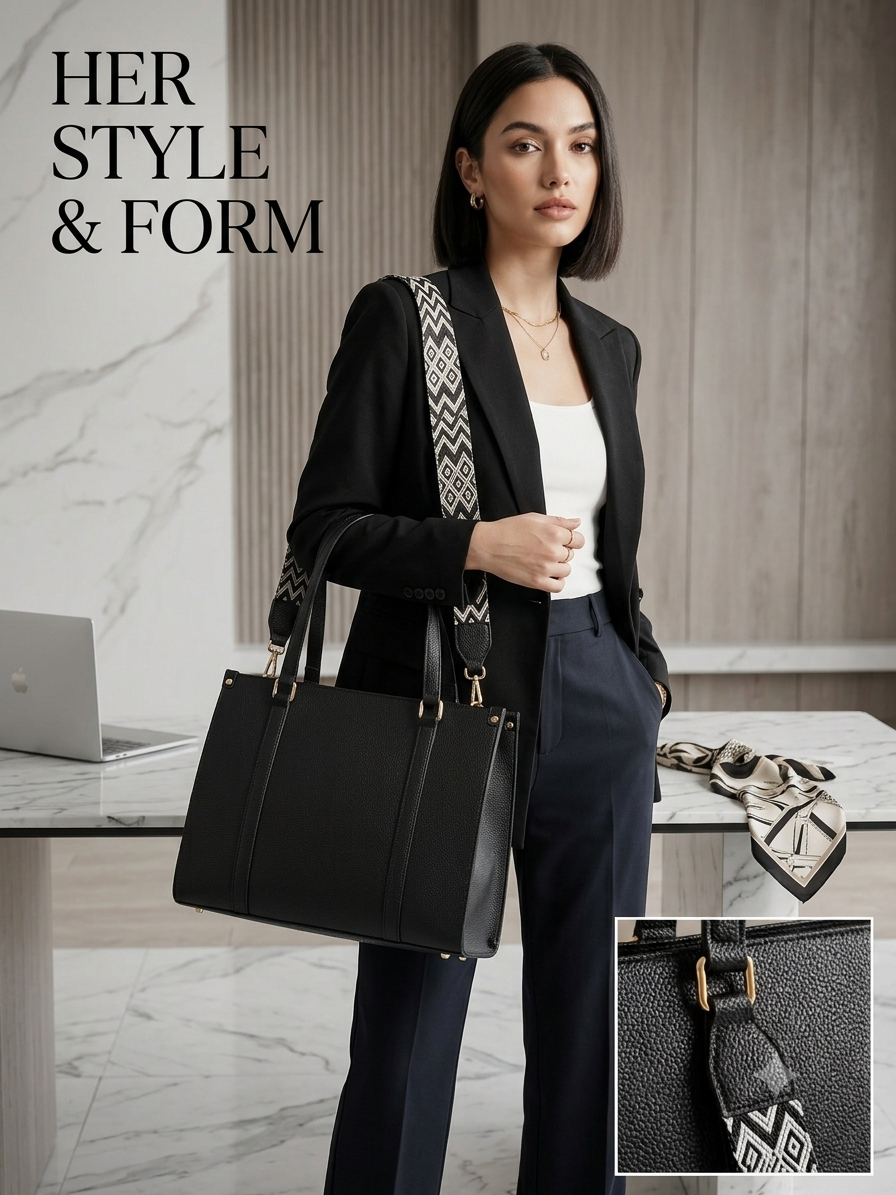 Aura structured tote bag in black