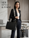 Aura structured tote bag in black | variant:black