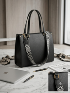 Aura structured tote bag in black